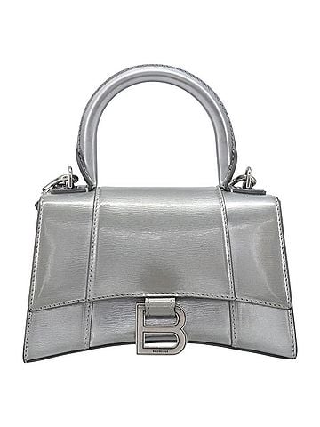 Balenciaga Hourglass Top Handle Leather Silver Leather Handbag (view 1)