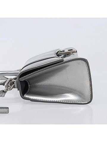 Balenciaga Hourglass Top Handle Leather Silver Leather Handbag (view 2)