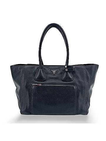 Prada Front Pocket Wing Convertible Vitello Phenix Black Leather Tote Bag Bag (view 1)