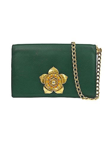 Prada Corolle Chain Saffiano With Metal Green Leather Shoulder Bag Bag (view 1)