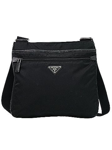 Prada Front Zip Messenger Quilted Tessuto Black Nylon Shoulder Bag Bag (view 1)
