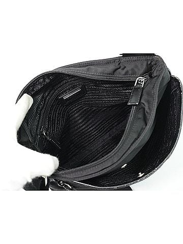 Prada Front Zip Messenger Quilted Tessuto Black Nylon Shoulder Bag Bag (view 2)