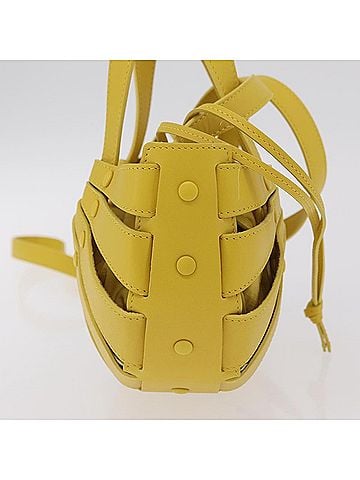 Bottega Veneta Shell Leather Yellow Leather Handbag (view 2)