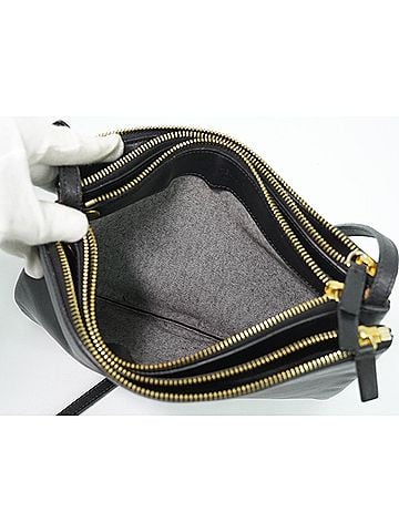 Céline Trio Leather Black Leather Crossbody Bag Bag (view 2)