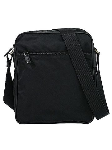 Prada Front Zip Messenger Quilted Tessuto Black Nylon Shoulder Bag Bag (view 1)