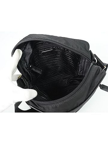 Prada Front Zip Messenger Quilted Tessuto Black Nylon Shoulder Bag Bag (view 2)
