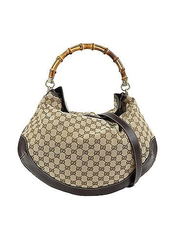 Gucci Bamboo Peggy Hobo Gg Canvas Beige Canvas Shoulder Bag Bag (view 1)