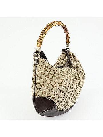Gucci Bamboo Peggy Hobo Gg Canvas Beige Canvas Shoulder Bag Bag (view 2)
