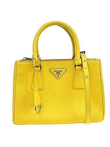Prada Galleria Double Zip Saffiano Leather Yellow Leather Tote Bag Bag (view 1)