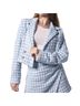 Jason Wu Graphic Checkered-gingham Blue White Blazer Size 8 - photo 1