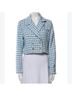 Jason Wu Graphic Checkered-gingham Blue White Blazer Size 8 - photo 8