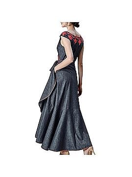 Wayward Fancies eShakti Chambray Blue Embroidered Wrap Dress Casual Dress (view 2)