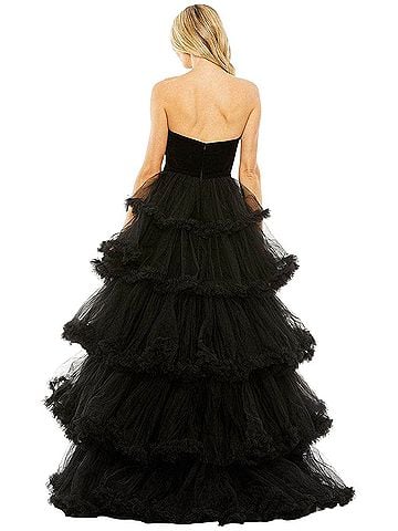 Mac Duggal Mac Duggal Strapless Velvet Tulle Ball Gown Ruffled Tiered Sz 12 67408 NWT $1198 Cocktail Dress (view 2)