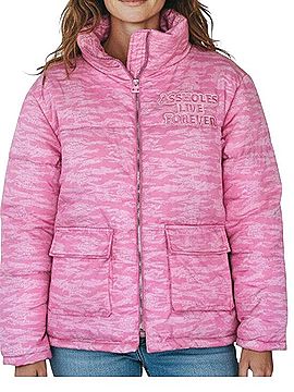 Assholes Live Forever Tiger Camo Embroidery Puffer Jacket Jacket (view 1)