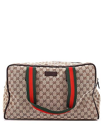 Gucci Web Carry On Duffle Bag GG Canvas with Leather Medium (view 1)