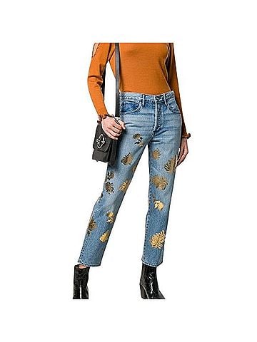 3x1 Floral Pattern High-rise Crop Relaxed Fit Jean Jeans (view 1)