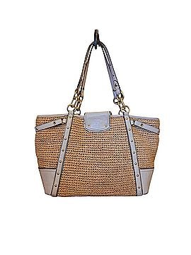 Coach hampton straw tea rose Leather Tote (view 2)