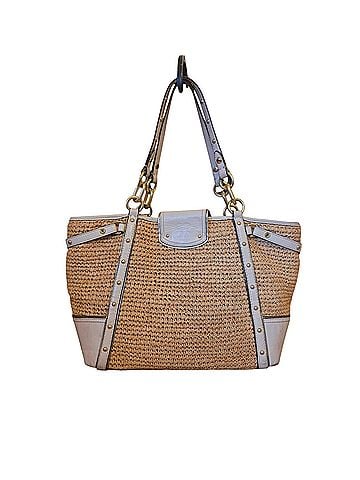 Coach hampton straw tea rose Leather Tote (view 2)