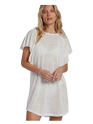 Billabong White Flutter-Sleeve Swim Coverup Swimsuit Cover Up (view 2)
