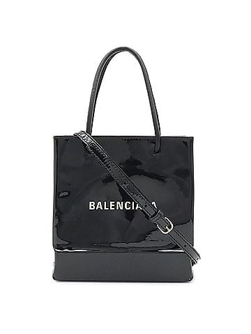 Balenciaga BALENCIAGA XXS Tote Bag, Handbag, Shoulder Enamel Patent Leather, Black, White, 572411 (view 1)