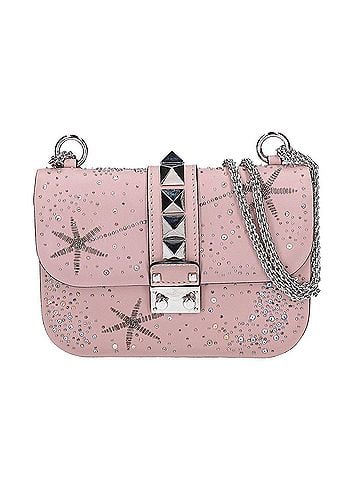 Valentino VALENTINO Valentino Beaded Embroidery Glam Rock Chain Shoulder Bag Pink Greige Silver Hardware Women's (view 1)