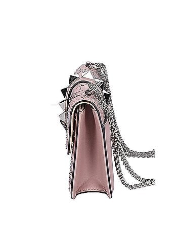 Valentino VALENTINO Valentino Beaded Embroidery Glam Rock Chain Shoulder Bag Pink Greige Silver Hardware Women's (view 2)