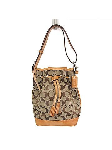Coach Coach Signature Drawstring Bag 6365 Women's Canvas,Leather Shoulder Bag Beige (view 1)