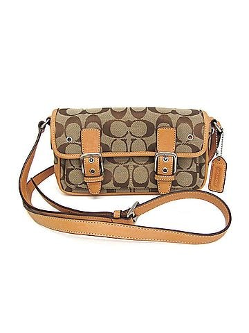 Coach Coach Signature Mini Crossbody Bag 6844 Women's Canvas,Leather Shoulder Bag Beige (view 1)