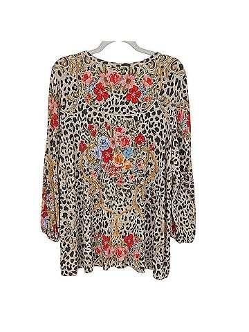 Johnny Was Cheetah Puff Sleeve Top Long Sleeve T-Shirt (view 2)