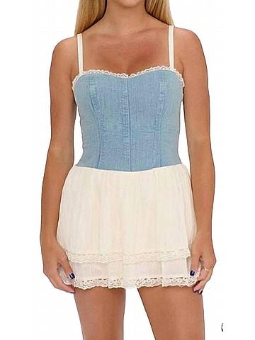 Show Me Your Mumu Geneva Mini Dress in Indigo W Cream (view 2)