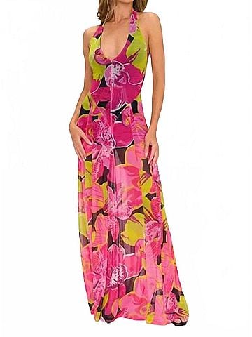Show Me Your Mumu Women's Katia Maxi Dress in Tropic Night Mesh (view 2)