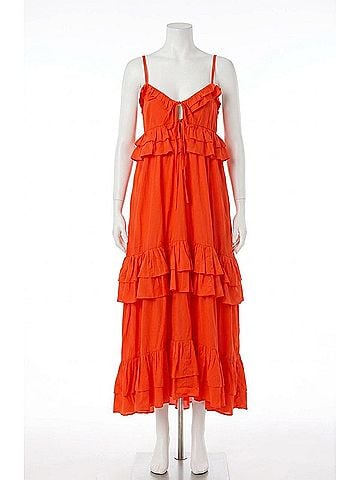 Show Me Your Mumu Freya Maxi Dress in Rouge Red Voile (view 1)