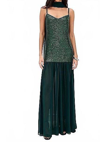 Show Me Your Mumu Dalia Maxi Dress in Emerald Sequins (view 2)
