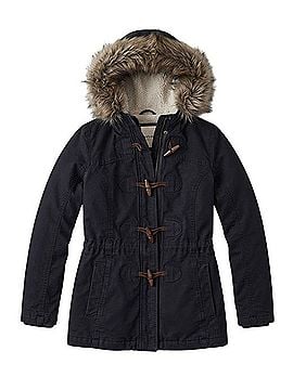 Abercrombie & Fitch Y2K Navy Fur Hood Coat Coat (view 1)