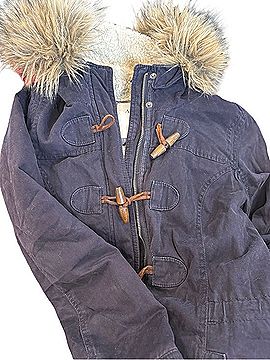 Abercrombie & Fitch Y2K Navy Fur Hood Coat Coat (view 2)