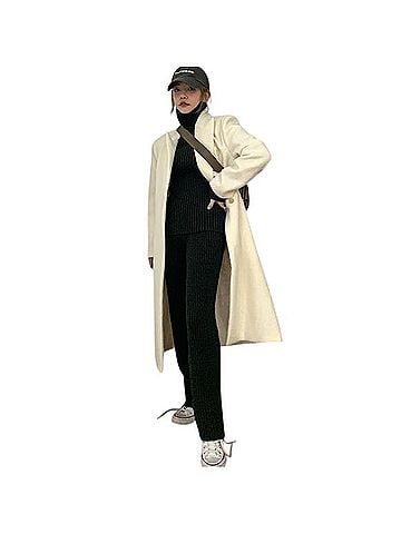 Stylenanda Peak Lapel Solid Tone Coat Trenchcoat (view 1)