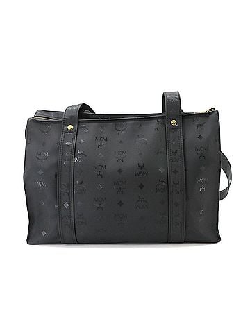 MCM MCM Visetos Logogram Tote Handbag, Black with Gold Hardware (view 2)