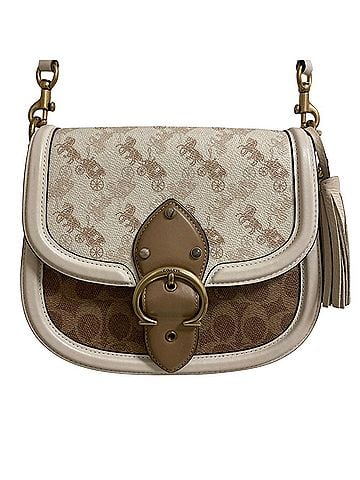 Coach COACH Beat Saddle Handbag Horse and Carriage Shoulder Bag C3837 Beige x Off-White Women's (view 1)