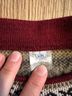 Hand Knit Ecuador 100% Alpaca Fair Isle Burgundy Gray Ivory Wool Pullover Sweater Size M - photo 3