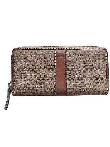 Coach Signature Canvas Logo Zip Around Wallet Card Holder  (view 1)