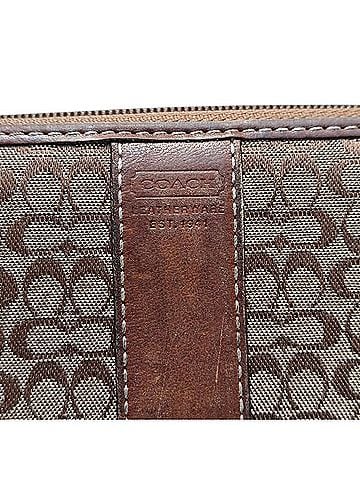 Coach Signature Canvas Logo Zip Around Wallet Card Holder  (view 2)