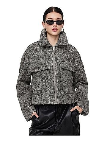 Cider WOOL-LOOK COLLAR ZIP THROUGH OVERSIZED CHIC JACKET Jacket (view 2)