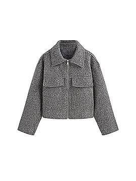 Cider WOOL-LOOK COLLAR ZIP THROUGH OVERSIZED CHIC JACKET Jacket (view 1)
