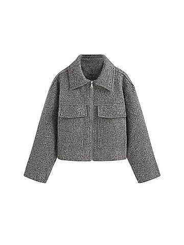Cider WOOL-LOOK COLLAR ZIP THROUGH OVERSIZED CHIC JACKET Jacket (view 1)