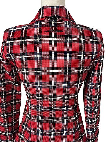 Smythe Patch Pocket Duchess Red Plaid Gold Button Jacket Blazer (view 2)