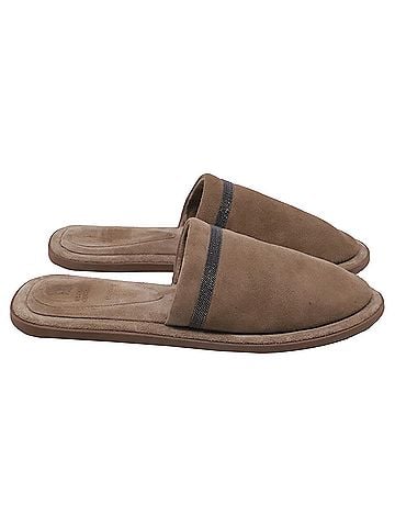Brunello Cucinelli Brunello Cucinelli Mule Slippers in Brown Suede (view 1)