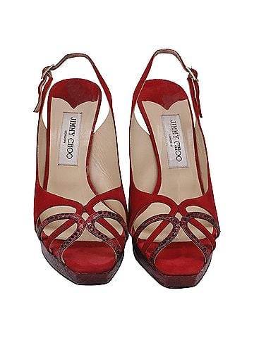 Jimmy Choo Jimmy Choo Slingback Heels in Red Suede (view 2)