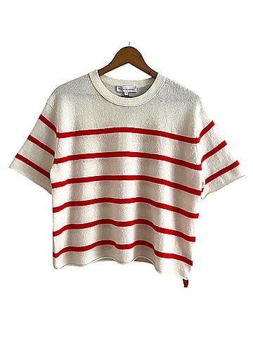 White + Warren roll trim t-shirt sweater Cashmere Pullover Sweater (view 2)