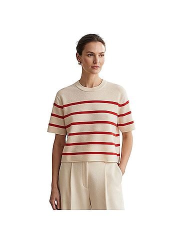 White + Warren roll trim t-shirt sweater Cashmere Pullover Sweater (view 1)