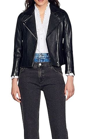 Sandro Lamb Leather Jacket Jacket (view 1)